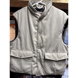 LL Bean Puffer Vest VTG Maine Guide USA Mens Latge Beige Tan 1970s Primaloft